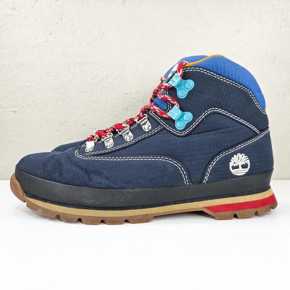 Timberland Euro Hiker Retro Pack Navy Blue Ripstop Nylon Boots A2NJR Men 9.5